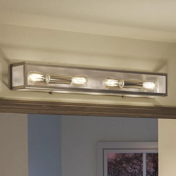 UHP2752 Luxe Industrial Electric Bath Fixture, 4-1/2"H x 30"W, Stainless Steel Finish, Messina Collection — Urban Ambiance LED Linear Lights  3000K