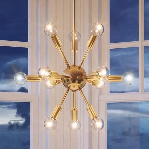 UHP2521 Modern Modern Chandelier, 22"H x 14-1/8"W, Brushed Bronze Finish, Baltimore Collection — Urban Ambiance LED Landscape Lights  3000K