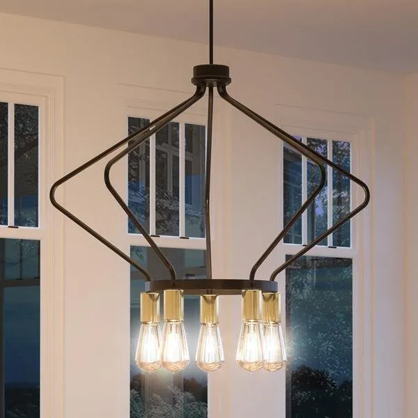 UHP2492 Mid-Century Modern Industrial Chandelier, 19-3/4"H x 30"W, Olde Bronze Finish, Palma Collection — Urban Ambiance LED Landscape Lights  3000K