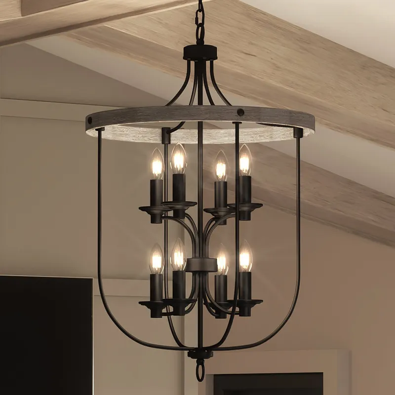 UHP3451 French Rustic Chandelier, 33.75"H x 21"W, Charcoal Finish, Adelaide Collection — Urban Ambiance LED Landscape Lights  3000K
