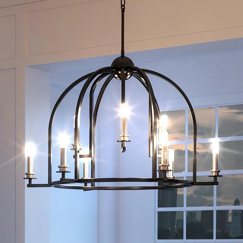 UHP3064 Colonial Chandelier, 20.875"H x 30"W, Midnight Black Finish, Somerville Collection — Urban Ambiance LED Landscape Lights  3000K