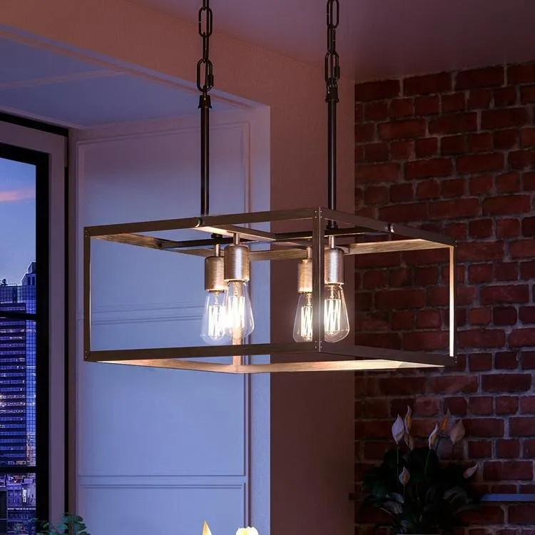 UHP2753 Modern Farmhouse Farmhouse Chandelier, 9-3/4" x 20", Stainless Steel Finish, Messina Collection — Urban Ambiance LED Linear Lights 20.0W 3000K