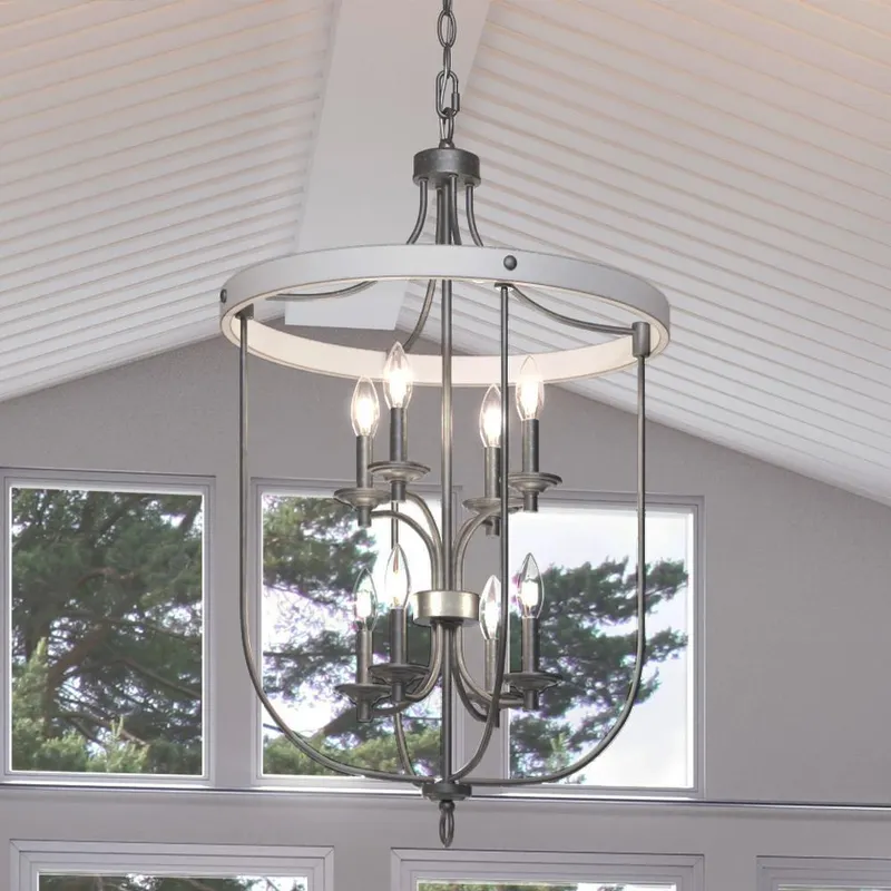 UHP3450 French Rustic Chandelier, 33.75"H x 21"W, Galvanized Steel Finish, Adelaide Collection — Urban Ambiance LED Landscape Lights  3000K