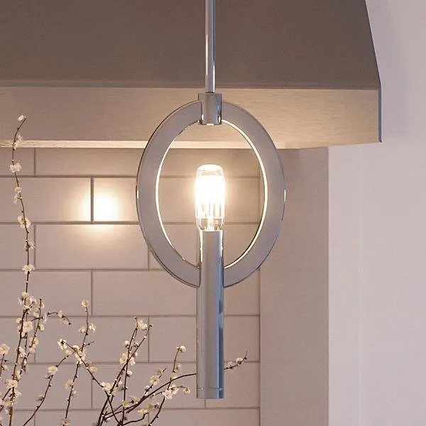UHP2278 Modern Modern Pendant, 12-1/4"H x 6-1/2"W, Polished Nickel Finish, Bradford Collection — Urban Ambiance LED Landscape Lights  3000K