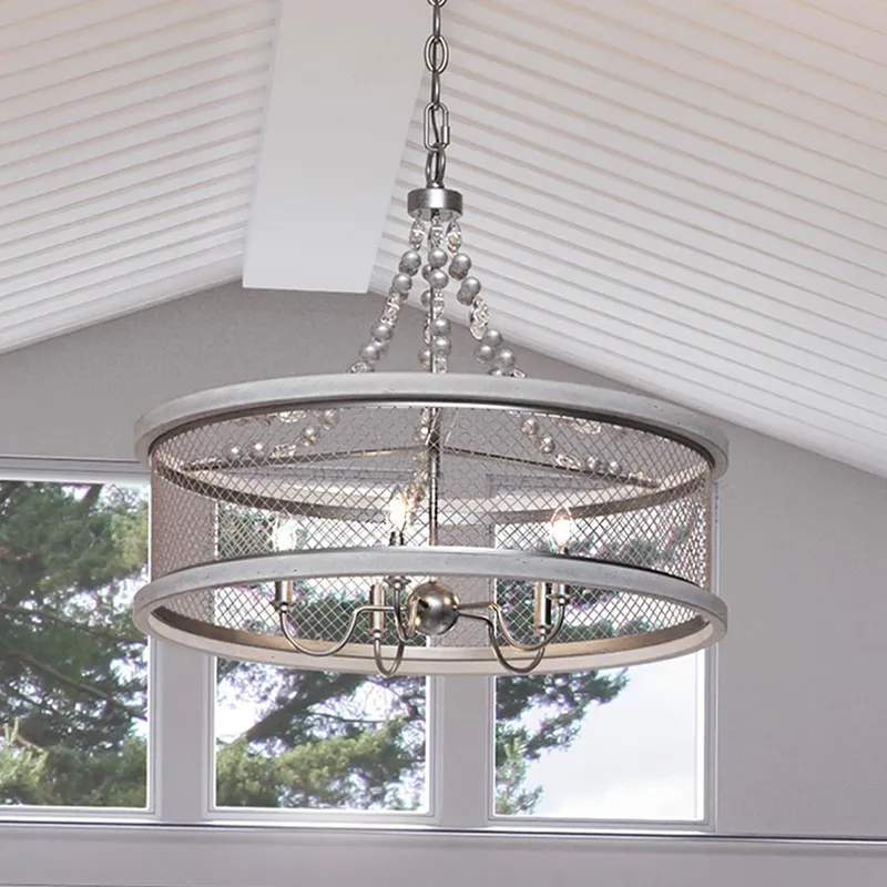 UHP3410 Provincial Chandelier, 20"H x 24"W, Galvanized Steel Finish, Layton Collection — Urban Ambiance LED Landscape Lights  3000K