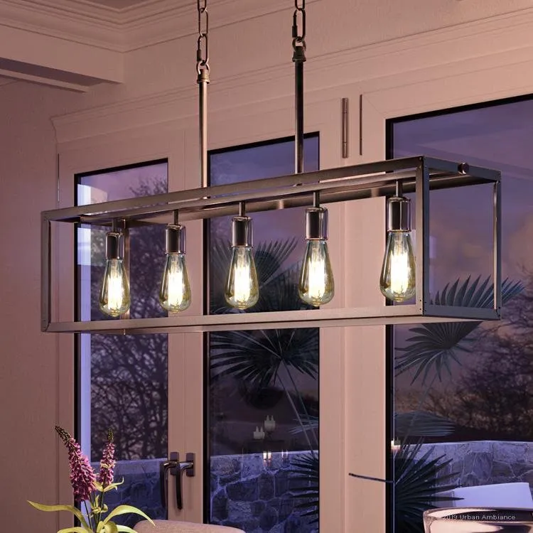 UHP2754 Modern Farmhouse Farmhouse Chandelier, 9-3/4" x 38", Stainless Steel Finish, Messina Collection — Urban Ambiance LED Linear Lights 38.0W 3000K
