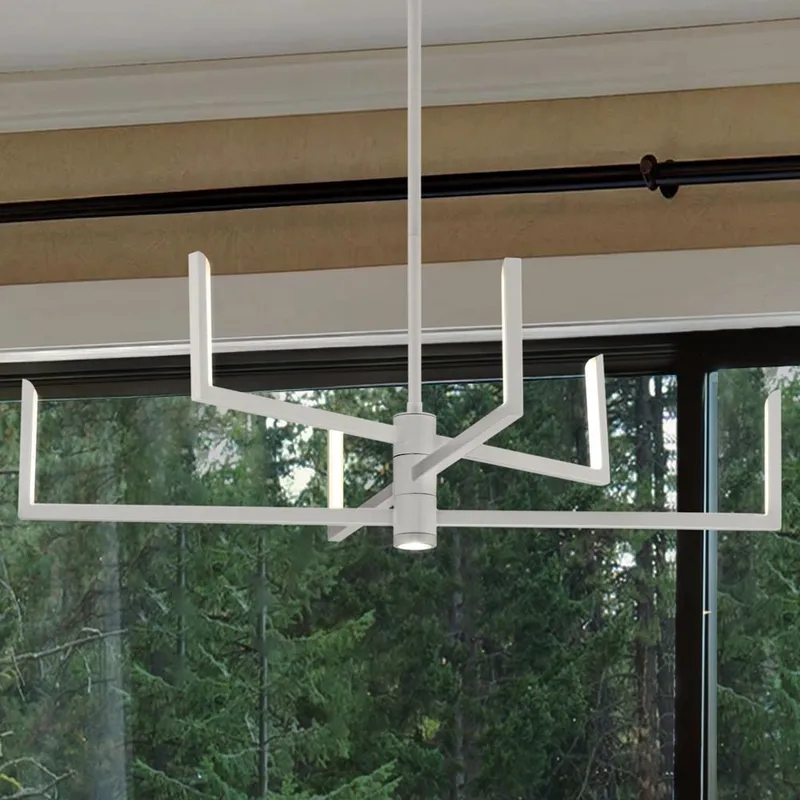 UHP4822 Cosmopolitan Indoor Chandelier, 8-3/4''H x 28-1/4"W x 28-1/4''D, Satin White Finish, Scranton Collection — Urban Ambiance LED Landscape Lights 25.0W 3000K