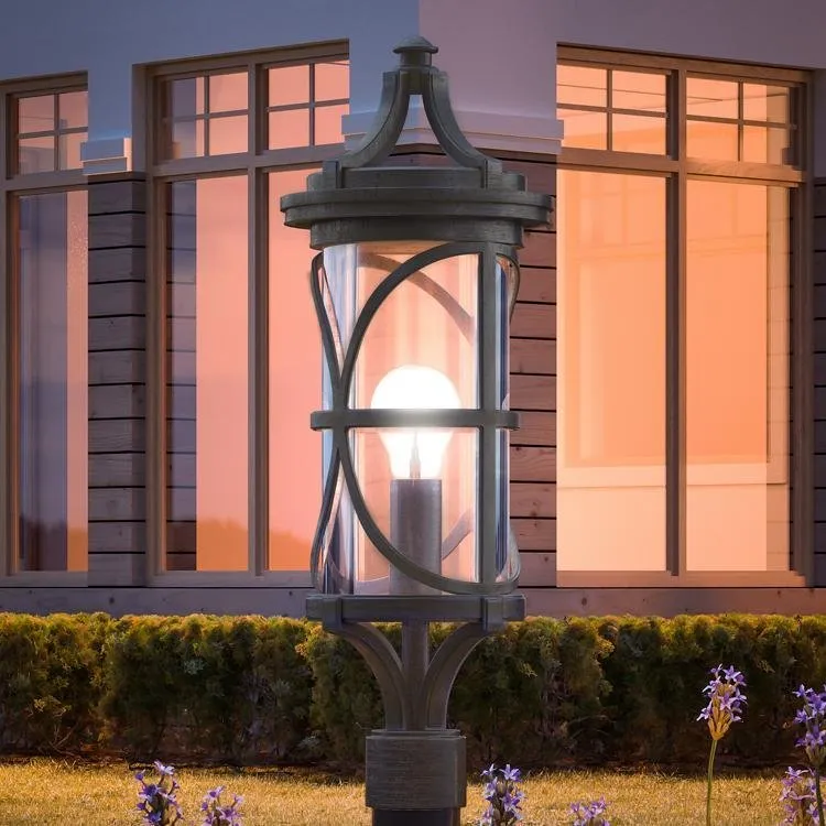 UHP1181 Rustic Outdoor Post / Pier Light, 26-1/2" x 9", Aged Pewter Finish, Brussels Collection — Urban Ambiance LED Linear Lights 9.0W 3000K
