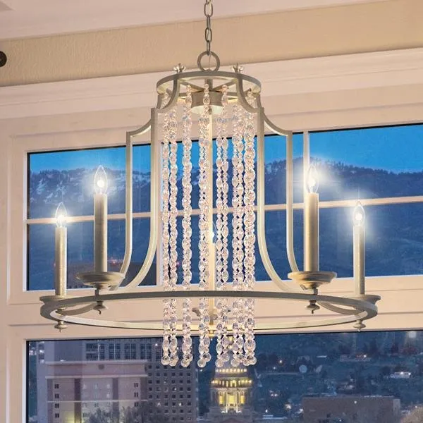 UHP2252 Mediterranean Chandelier, 24"H x 28"W, Antique Silver Finish, Lexington Collection — Urban Ambiance LED Landscape Lights  3000K
