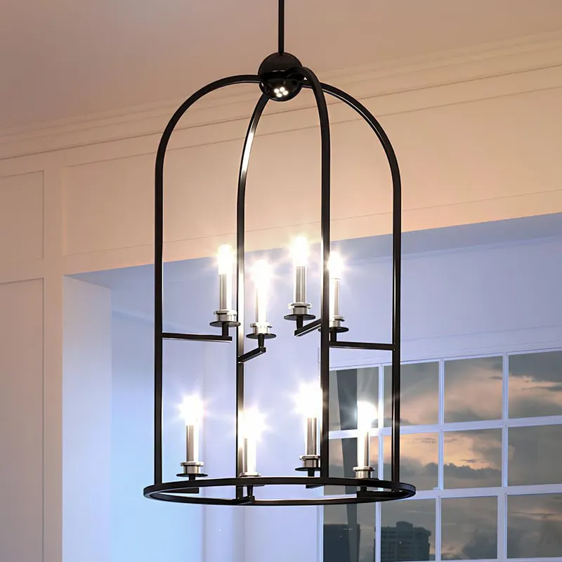 UHP3062 Colonial Chandelier, 32"H x 19.625"W, Midnight Black Finish, Somerville Collection — Urban Ambiance LED Landscape Lights  3000K