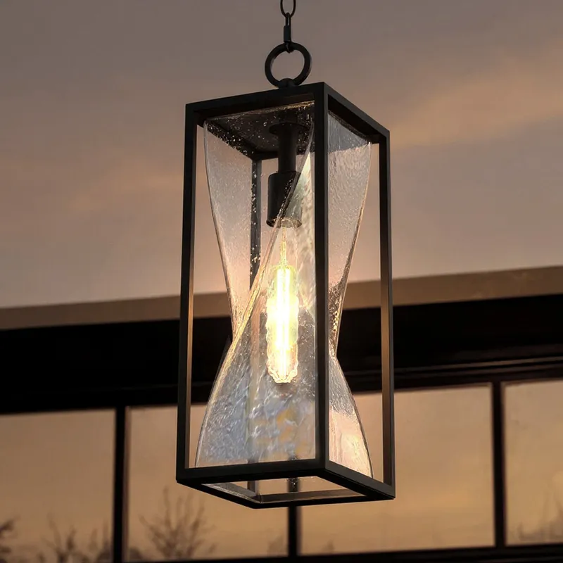 UQL10240 Contemporary Outdoor Pendant, 21.75''H x 7.00''W x 7.00''Dep, Matte Black Finish, Covington Collection — Urban Ambiance LED Linear Lights 60.0W 3000K