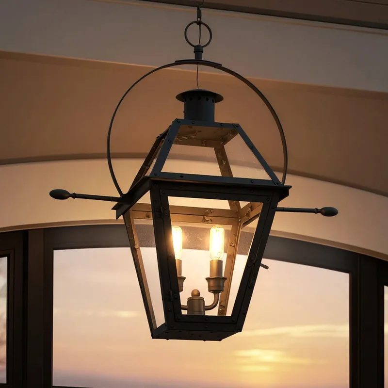 UQL10190 English Country Outdoor Pendant, 23.50''H x 21.25''W x 10.50''Dep, Earth Black Finish, Paris Collection, Marine-Grade Construction — Urban Ambiance LED Landscape Lights 60.0W 3000K