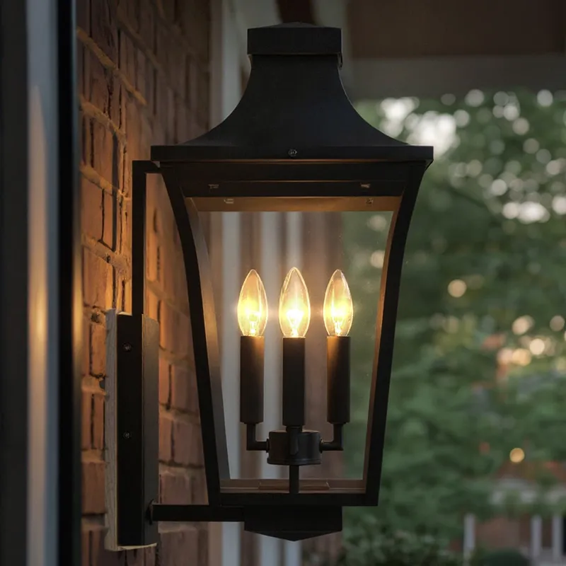 UQL10173 English Country Outdoor Wall Sconce, 20.00''H x 10.00''W x 11.25''Dep, Earth Black Finish, Biloxi Collection — Urban Ambiance LED Wall Lights 60.0W 3000K