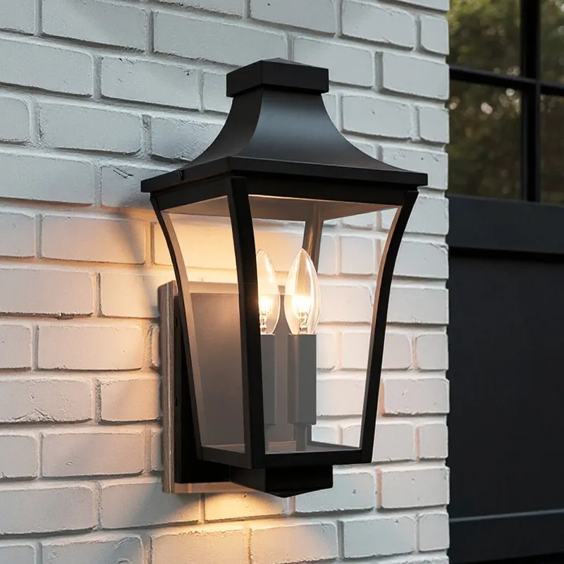 UQL10172 English Country Outdoor Wall Sconce, 16.25''H x 8.00''W x 9.00''Dep, Earth Black Finish, Biloxi Collection — Urban Ambiance LED Wall Lights 60.0W 3000K