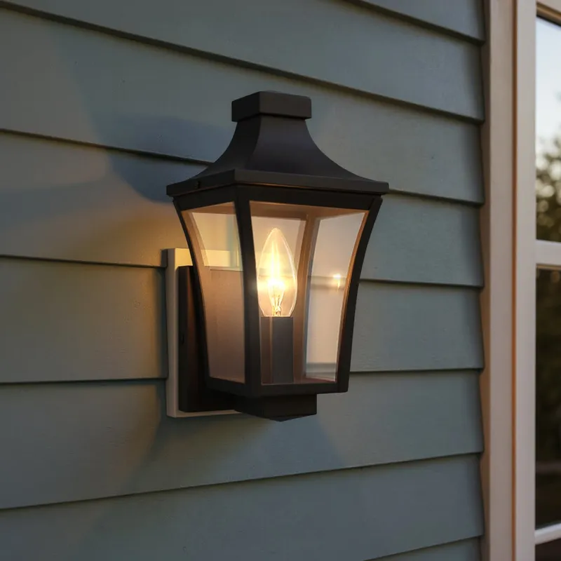UQL10171 English Country Outdoor Wall Sconce, 12.00''H x 6.00''W x 7.00''Dep, Earth Black Finish, Biloxi Collection — Urban Ambiance LED Wall Lights 60.0W 3000K