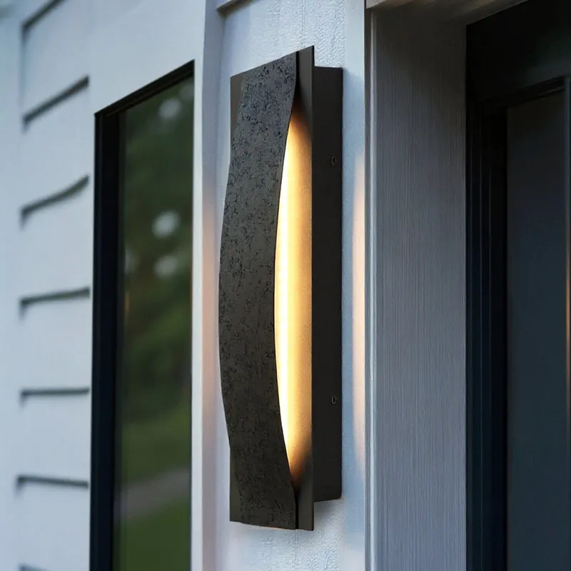 UQL10150 Urban Loft Outdoor Wall Sconce, 18.00''H x 5.25''W x 3.25''Dep, Earth Black Finish, Chelsea Collection — Urban Ambiance LED Linear Lights 10.0W 3000K