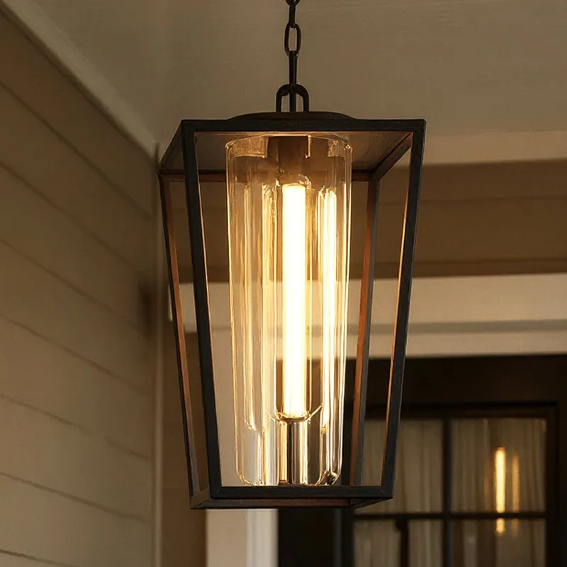 UQL10130 Contemporary Outdoor Pendant, 18.75''H x 8.50''W x 8.50''Dep, Matte Black Finish, Monroe Collection, Marine-Grade Construction — Urban Ambiance LED Linear Lights 60.0W 3000K