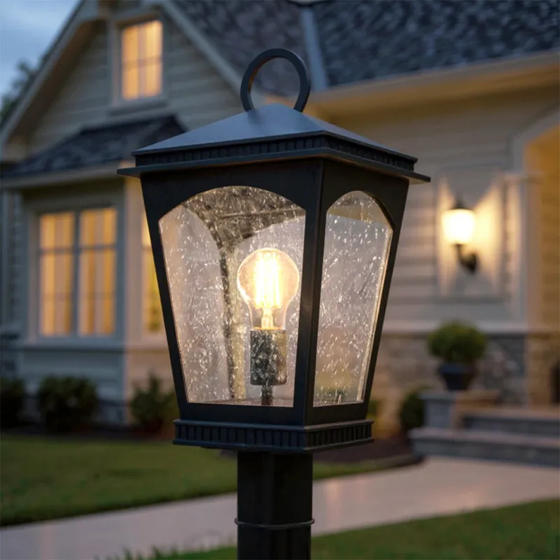 UQL10124 Colonial Outdoor Post Light, 19.25''H x 10.00''W x 10.00''Dep, Earth Black Finish, Kentwood Collection, Marine-Grade Construction — Urban Ambiance LED Lighting Controls 100.0W 3000K
