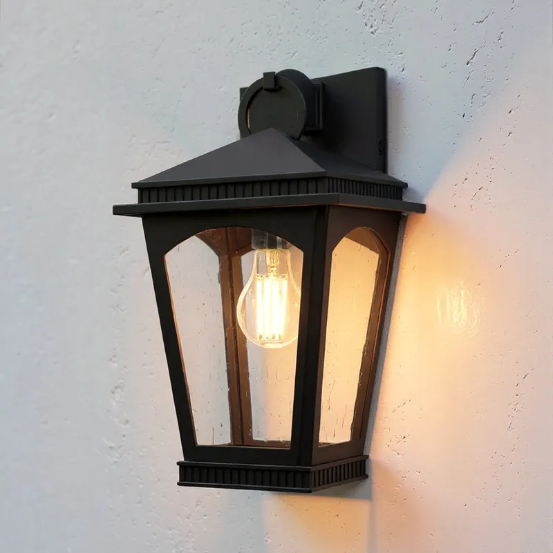 UQL10122 Colonial Outdoor Wall Sconce, 13.25''H x 8.00''W x 8.75''Dep, Earth Black Finish, Kentwood Collection, Marine-Grade Construction — Urban Ambiance LED Wall Lights 100.0W 3000K