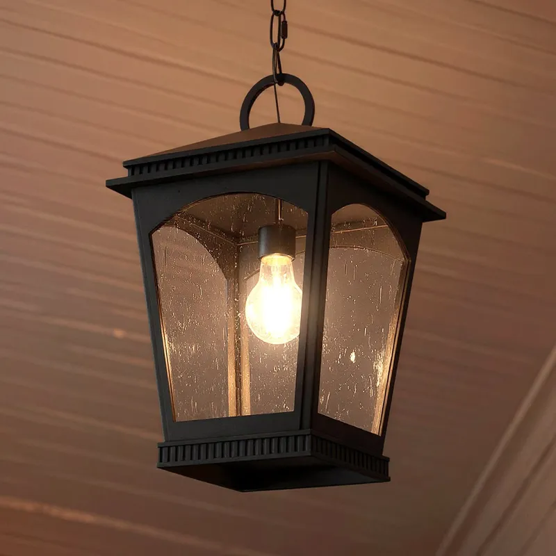 UQL10120 Colonial Outdoor Pendant, 17.50''H x 10.00''W x 10.00''Dep, Earth Black Finish, Kentwood Collection, Marine-Grade Construction — Urban Ambiance LED Landscape Lights 100.0W 3000K
