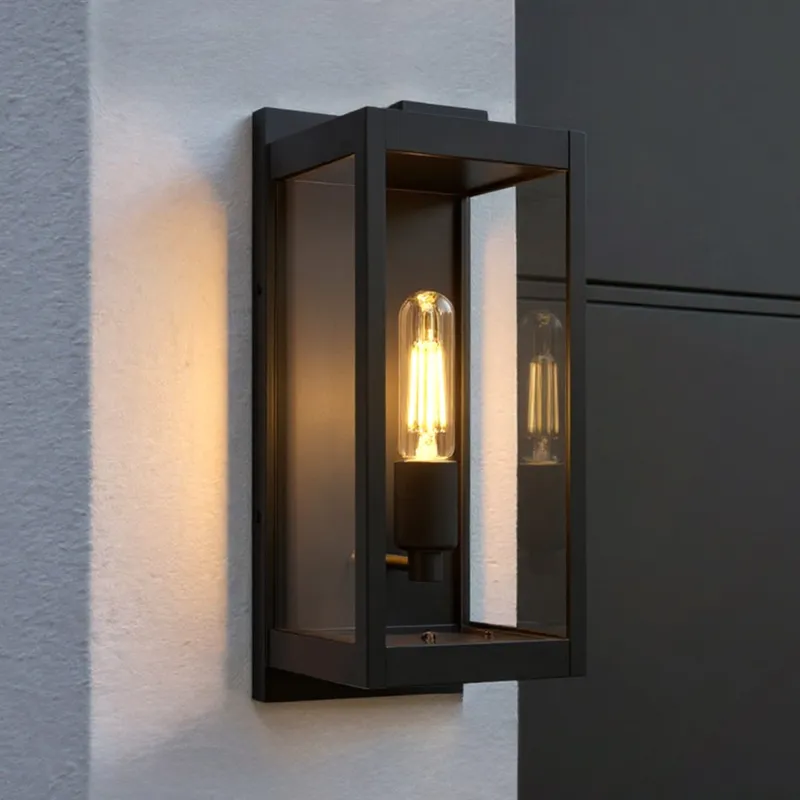 UQL10111 Modern Outdoor Wall Sconce, 16.00''H x 6.00''W x 7.00''Dep, Earth Black Finish, Wheeling Collection — Urban Ambiance LED Wall Lights 100.0W 3000K