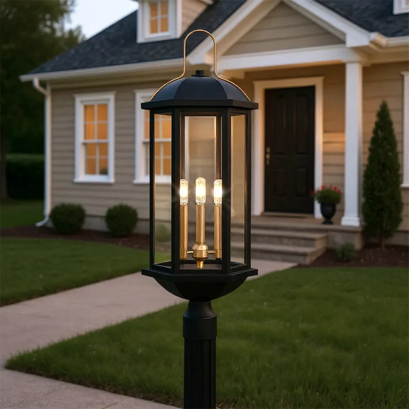 UQL10084 Transitional Outdoor Post Light, 28.00''H x 10.00''W x 10.00''Dep, Matte Black Finish, Richland Collection, Marine-Grade Construction — Urban Ambiance LED Lighting Controls 60.0W 3000K