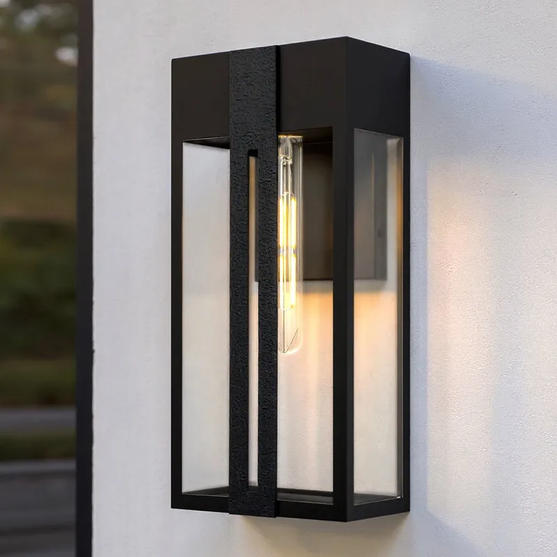 UQL10060 Modern Outdoor Wall Sconce, 16.00''H x 7.50''W x 5.50''Dep, Matte Black Finish, Woburn Collection, Marine-Grade Construction — Urban Ambiance LED Wall Lights 60.0W 3000K
