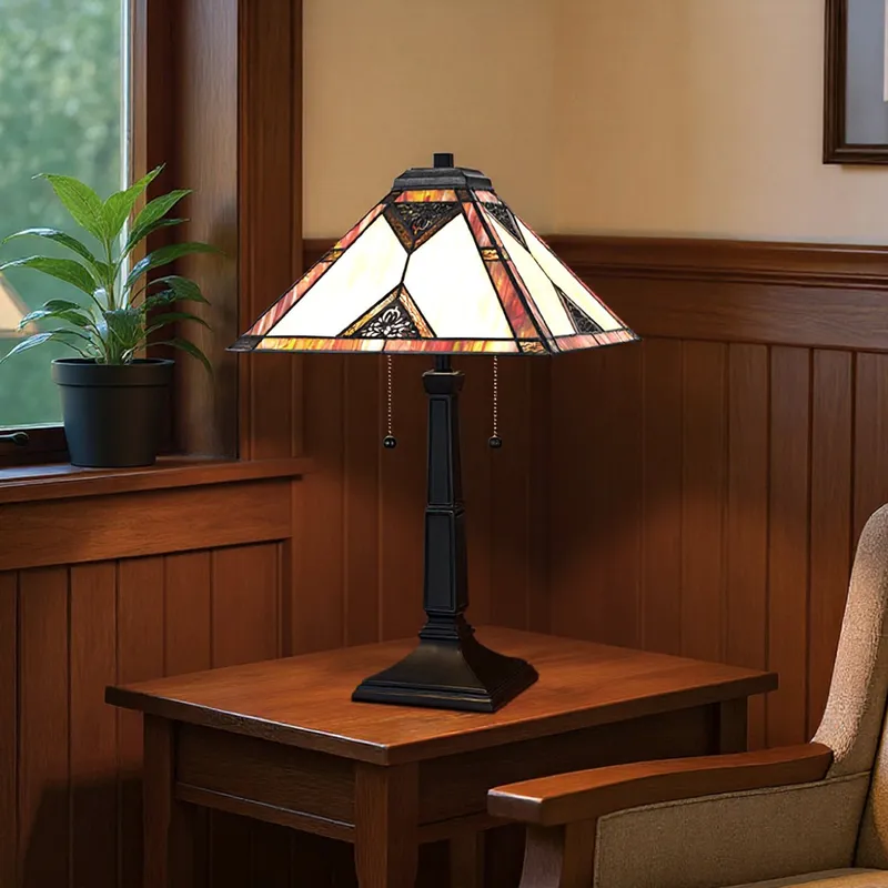 UQL7260 Craftsman Indoor Table Lamp, 23.50''H x 14.00''W x 14.00''Dep, Matte Black Finish, Streamwood Collection — Urban Ambiance LED Temporary & Work Lights 75.0W 3000K