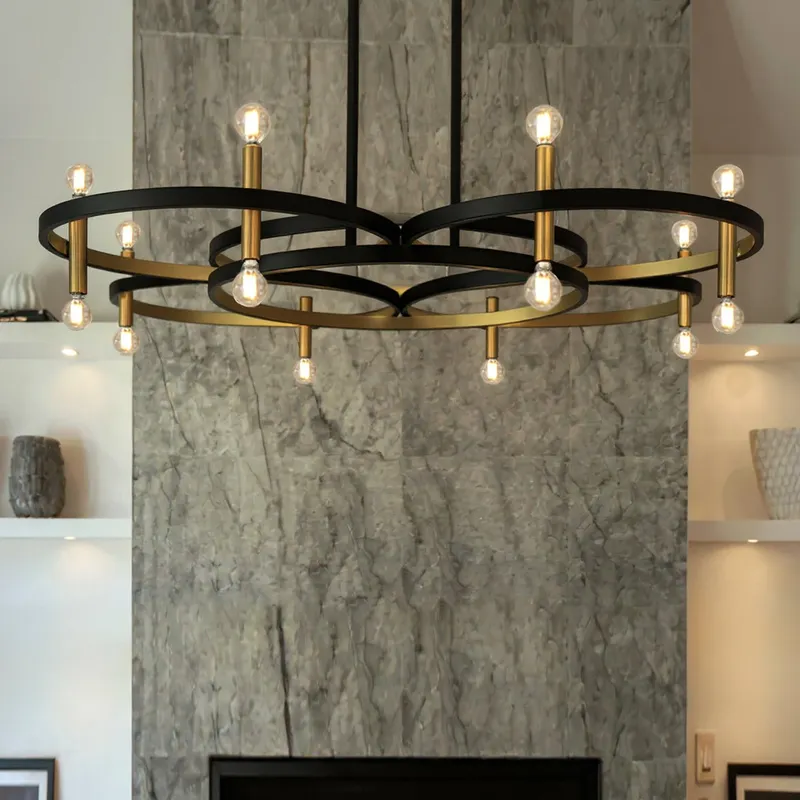 UQL6561 XL Transitional Indoor Chandelier, 9.75''H x 50.00''W x 50.00''Dep, Matte Black Finish, Sumter Collection — Urban Ambiance LED Landscape Lights 60.0W 3000K