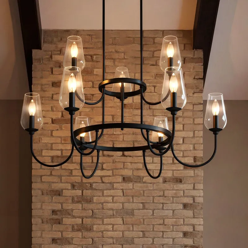 UQL6551 XL Transitional Indoor Chandelier, 23.75''H x 36.00''W x 36.00''Dep, Matte Black Finish, Linden Collection — Urban Ambiance LED Landscape Lights 60.0W 3000K