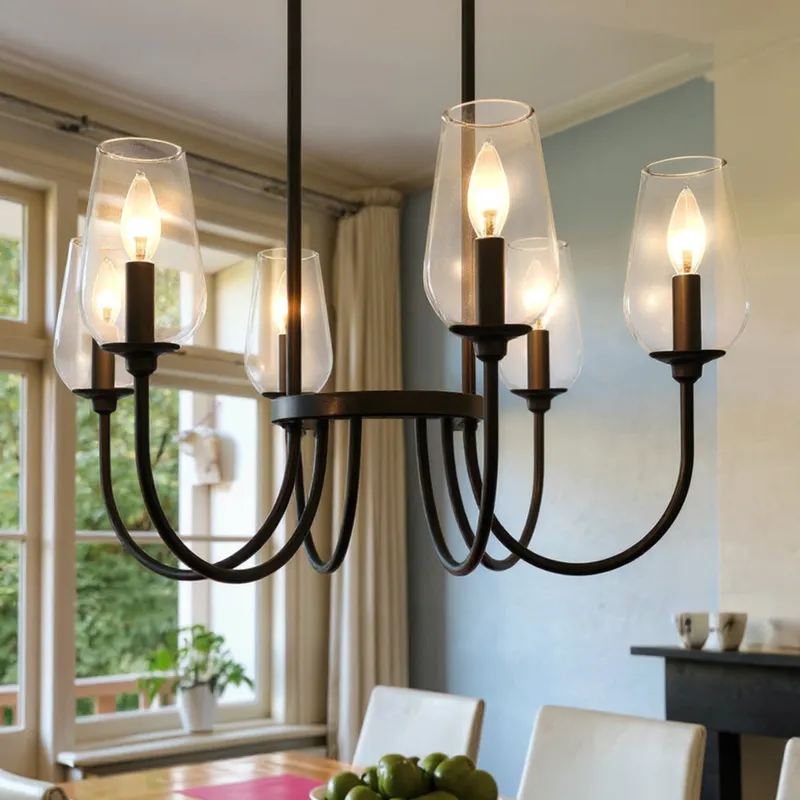 UQL6550 Transitional Indoor Chandelier, 14.25''H x 28.00''W x 28.00''Dep, Matte Black Finish, Linden Collection — Urban Ambiance LED Landscape Lights 60.0W 3000K