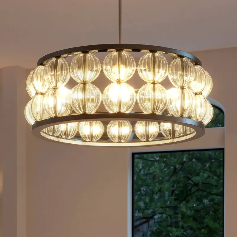 UQL6540 Contemporary Indoor Pendant, 8.75''H x 23.00''W x 23.00''Dep, Polished Chrome Finish, Findlay Collection — Urban Ambiance LED Landscape Lights 100.0W 3000K