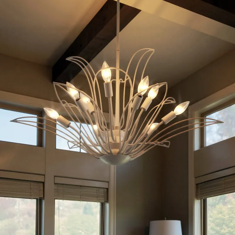 UQL6532 Eclectic Indoor Chandelier, 16.00''H x 32.00''W x 32.00''Dep, Warm White Finish, Kearny Collection — Urban Ambiance LED Landscape Lights 60.0W 3000K