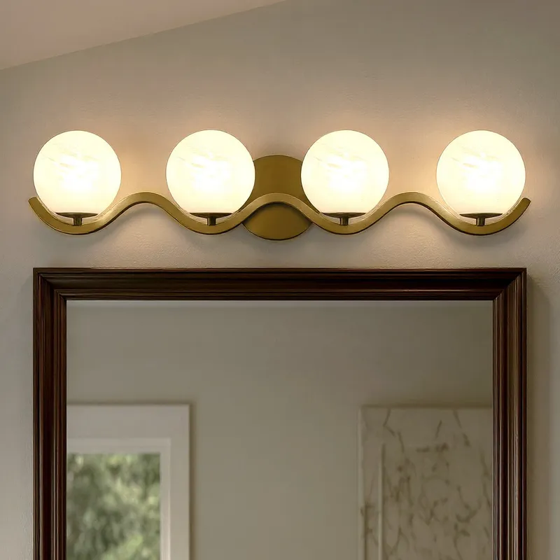 UQL6492 Scandinavian Indoor Bath Light, 6.50''H x 30.75''W x 6.50''Dep, Aged Brass Finish, Belleville Collection — Urban Ambiance LED Linear Lights 40.0W 3000K