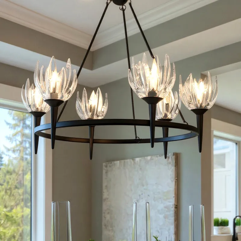 UQL6471 Traditional Indoor Chandelier, 30.00''H x 31.00''W x 31.00''Dep, Matte Black Finish, Moline Collection — Urban Ambiance LED Landscape Lights 60.0W 3000K