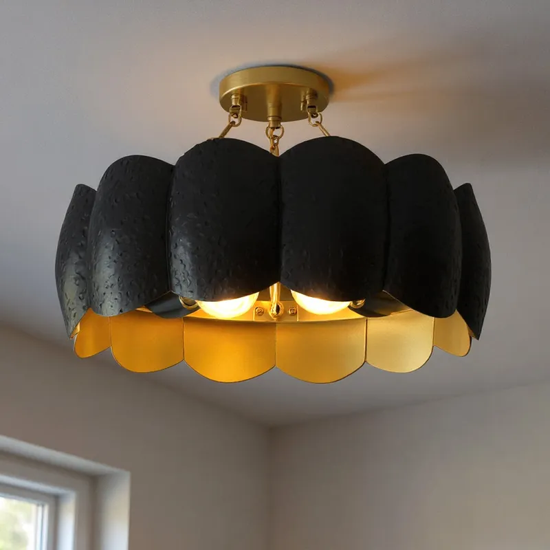 UQL6421 Cosmopolitan Indoor Ceiling Light, 12.00''H x 19.25''W x 19.25''Dep, Matte Black Finish, Lacey Collection — Urban Ambiance LED Post Top Lights 100.0W 3000K