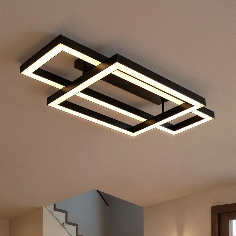 UQL6418 Transitional Indoor Ceiling Light, 5.75''H x 36.00''W x 20.00''Dep, Matte Black Finish, Lacey Collection — Urban Ambiance LED Post Top Lights 35.0W 3000K