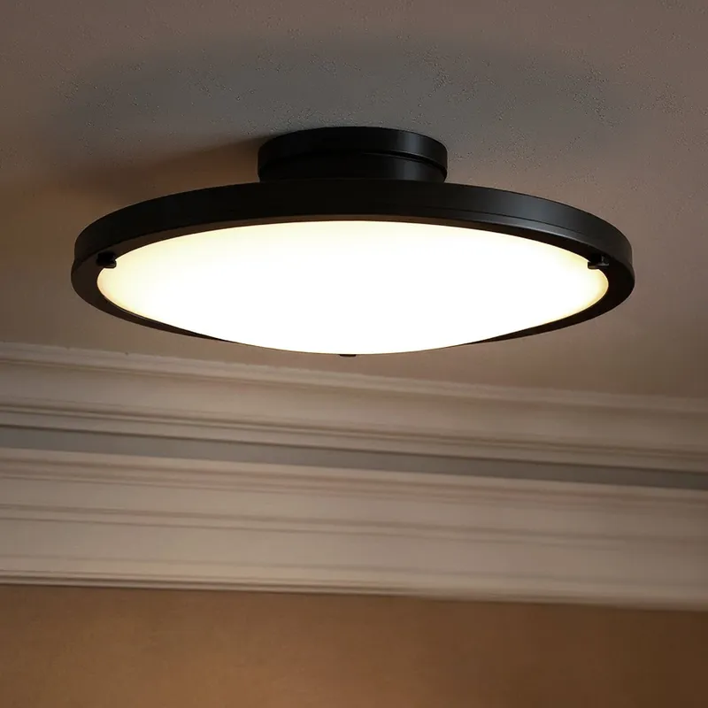 UQL6417 Industrial Indoor Ceiling Light, 5.00''H x 15.75''W x 15.75''Dep, Matte Black Finish, Lacey Collection — Urban Ambiance LED Post Top Lights 25.0W 3000K