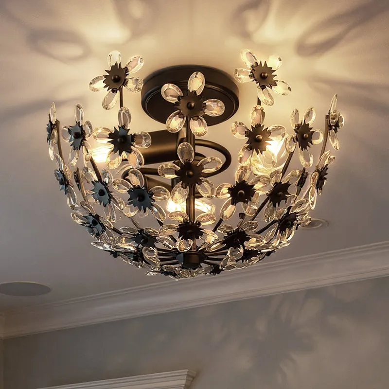 UQL6413 Glam Indoor Ceiling Light, 9.50''H x 15.75''W x 15.75''Dep, Matte Black Finish, Lacey Collection — Urban Ambiance LED Post Top Lights 100.0W 3000K