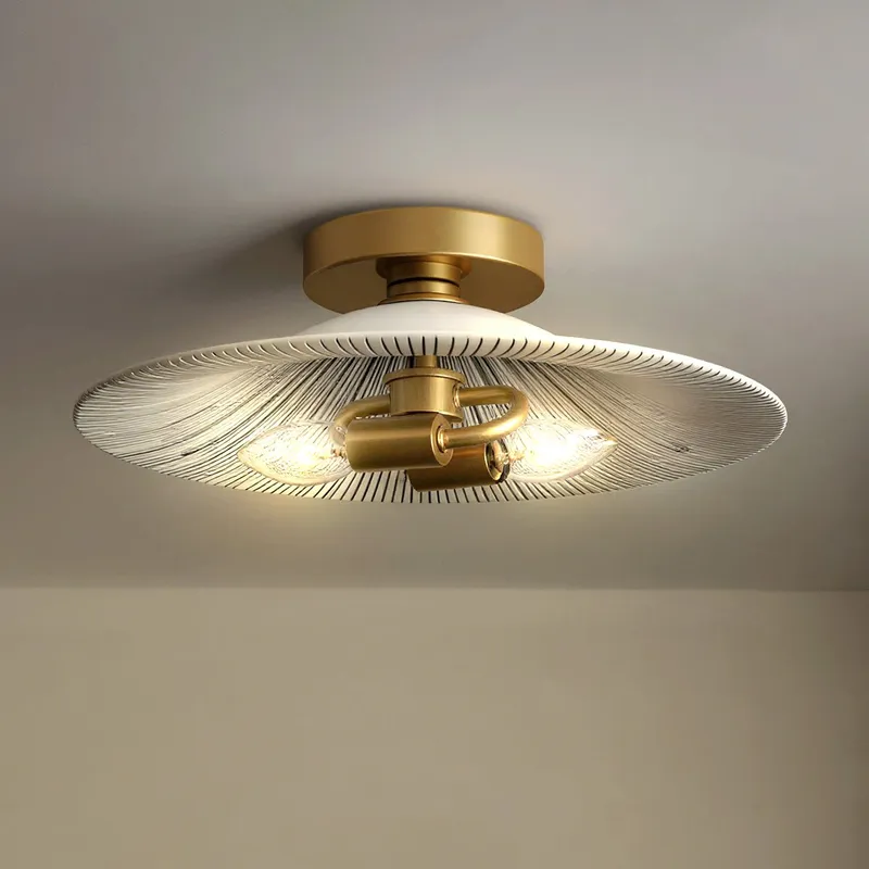 UQL6383 Mid Century Modern Indoor Ceiling Light, 5.25''H x 15.75''W x 15.75''Dep, Light Gold Finish, Lacey Collection — Urban Ambiance LED Post Top Lights 60.0W 3000K