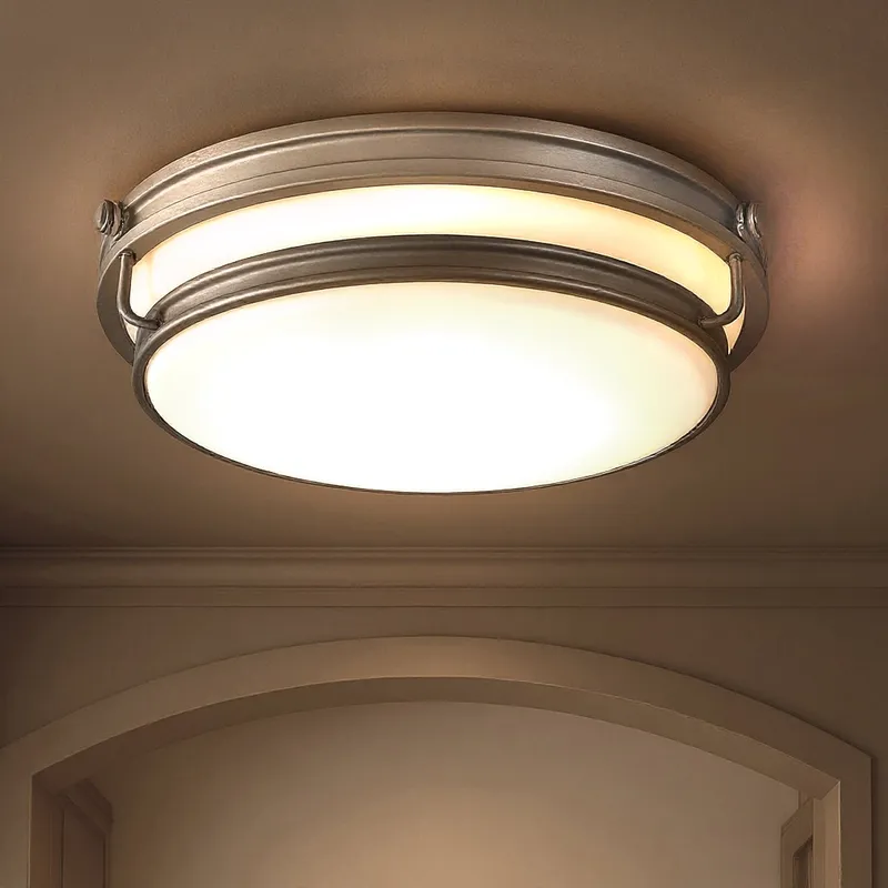 UQL6374 Contemporary Indoor Ceiling Light, 4.25''H x 16.00''W x 16.00''Dep, Antique Nickel Finish, Lacey Collection — Urban Ambiance LED Post Top Lights 40.0W 3000K