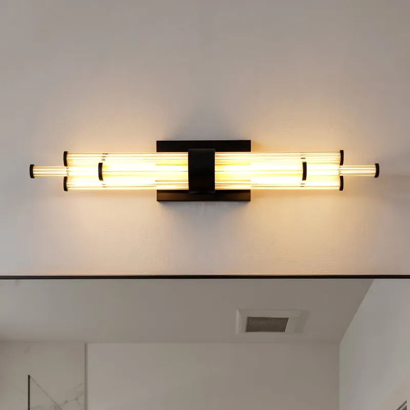 UQL6357 Luxe Industrial Indoor Bath Light, 4.50''H x 32.00''W x 3.75''Dep, Matte Black Finish, Farmington Collection — Urban Ambiance LED Linear Lights 20.0W 3000K