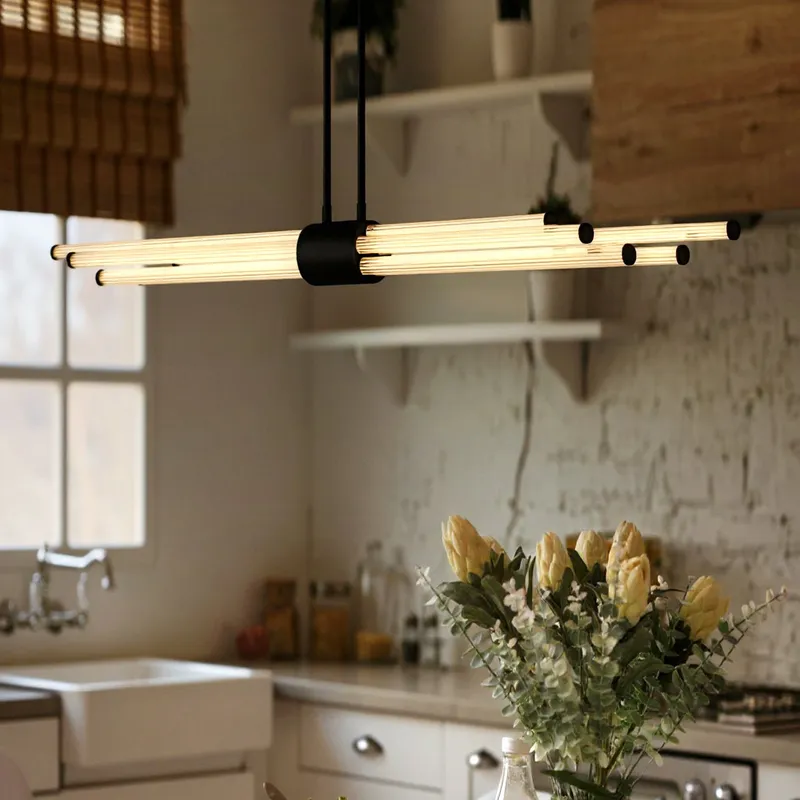 UQL6351 Luxe Industrial Indoor Chandelier, 4.50''H x 46.00''W x 3.50''Dep, Matte Black Finish, Farmington Collection — Urban Ambiance LED Linear Lights 27.0W 3000K