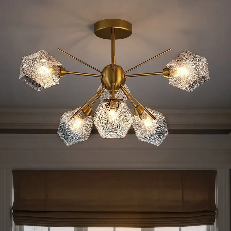 UQL6340 Luxe Industrial Indoor Ceiling Light, 14.00''H x 24.00''W x 24.00''Dep, Brushed Gold Finish, Elmhurst Collection — Urban Ambiance LED Post Top Lights 40.0W 3000K