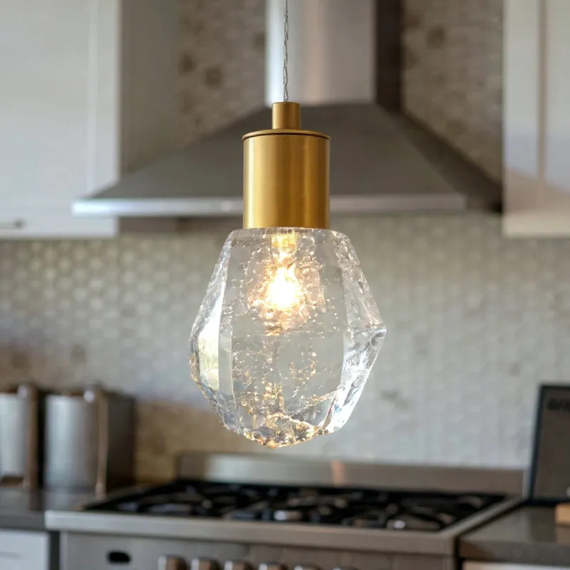 UQL6330 Luxe Industrial Indoor Pendant, 7.00''H x 5.00''W x 5.00''Dep, Brushed Gold Finish, Altoona Collection — Urban Ambiance LED Landscape Lights 8.0W 3000K