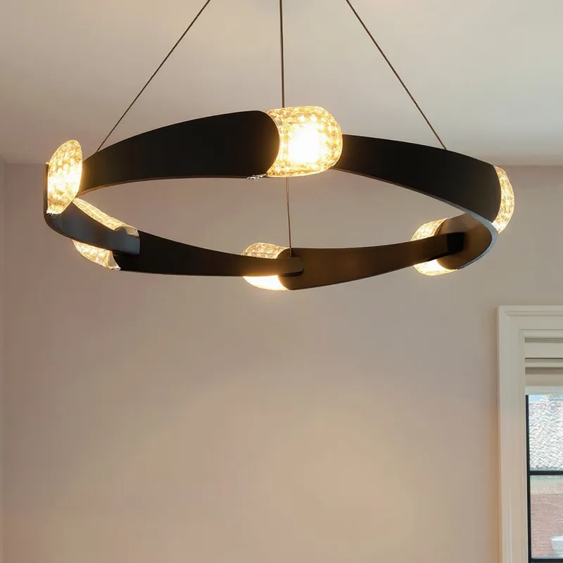 UQL6323 Contemporary Indoor Pendant, 4.00''H x 34.00''W x 34.00''Dep, Matte Black Finish, Binghamton Collection — Urban Ambiance LED Landscape Lights 37.0W 3000K