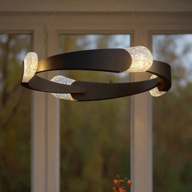 UQL6322 Contemporary Indoor Pendant, 4.00''H x 24.00''W x 24.00''Dep, Matte Black Finish, Binghamton Collection — Urban Ambiance LED Landscape Lights 28.0W 3000K