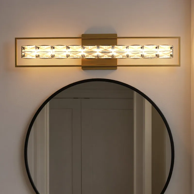 UQL6295 Glam Indoor Bath Light, 7.25''H x 33.25''W x 3.50''Dep, Soft Gold Finish, Menden Collection — Urban Ambiance LED Linear Lights 26.0W 3000K