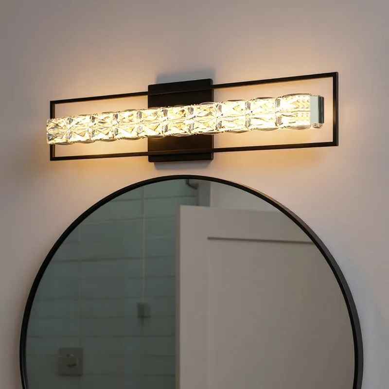 UQL6294 Glam Indoor Bath Light, 7.25''H x 33.25''W x 3.50''Dep, Matte Black Finish, Menden Collection — Urban Ambiance LED Linear Lights 26.0W 3000K