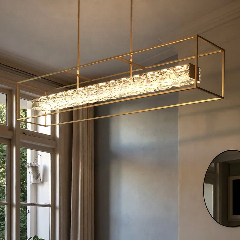 UQL6291 Glam Indoor Chandelier, 10.25''H x 48.00''W x 9.25''Dep, Soft Gold Finish, Menden Collection — Urban Ambiance LED Linear Lights 38.0W 3000K